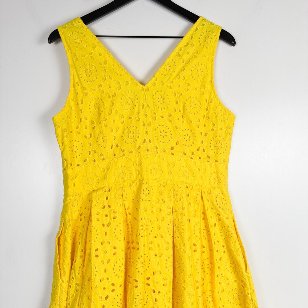 Boden Broderie Occasion Midi Dress Embroidered Eyelet Fit Flare Yellow - 10 10R - Picture 7 of 9